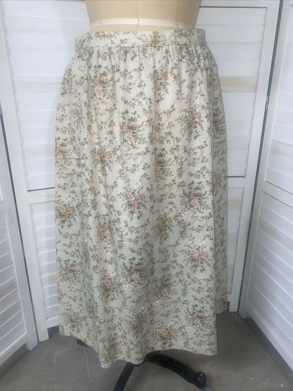 Vintage 70's 80's Alfred Dunner Floral Midi Length Skirt Country Prairie Size 16